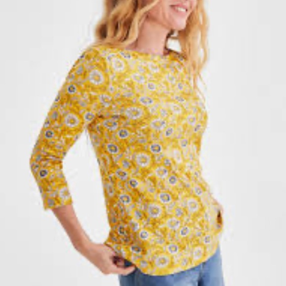 Style & Co. Tops - Style & Co. Yellow Floral 3/4 Sleeve Boatneck Top